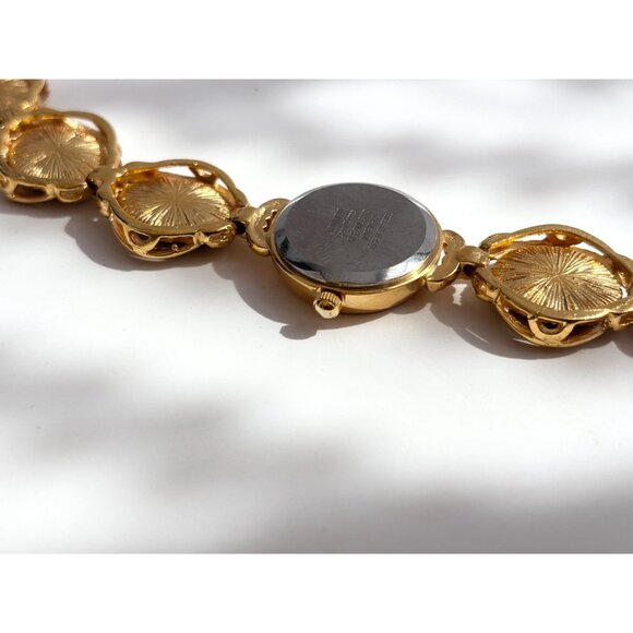 Gem Time Mother of Pearl Rhinestone Gold T Vintage Wristwatch - 22mm - WORKS! - Picture 9 of 10